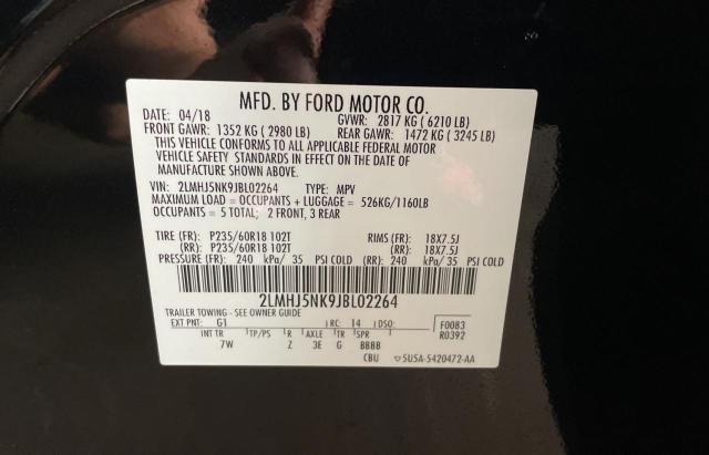 2LMHJ5NK9JBL02264 - 2018 LINCOLN MKT BLACK photo 10
