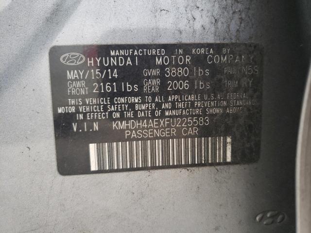 KMHDH4AEXFU225583 - 2015 HYUNDAI ELANTRA SE GRAY photo 12