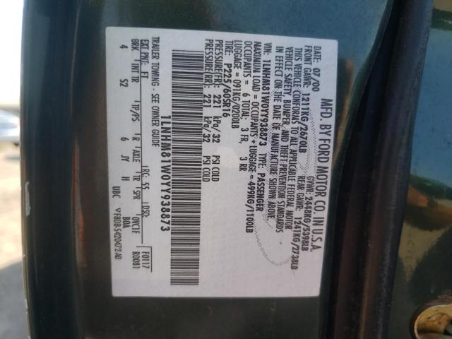 1LNHM81W0YY938873 - 2000 LINCOLN TOWN CAR EXECUTIVE GREEN photo 12