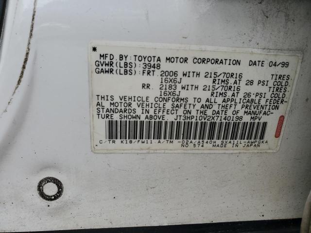 JT3HP10V2X7140198 - 1999 TOYOTA RAV4 WHITE photo 13