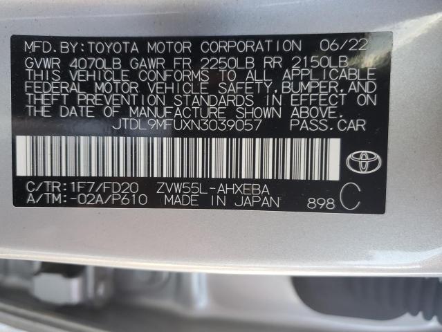 JTDL9MFUXN3039057 - 2022 TOYOTA PRIUS LE SILVER photo 12