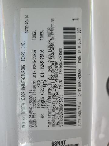 5TFRX5GN3HX075781 - 2017 TOYOTA TACOMA ACCESS CAB თეთრი ფოტო 12