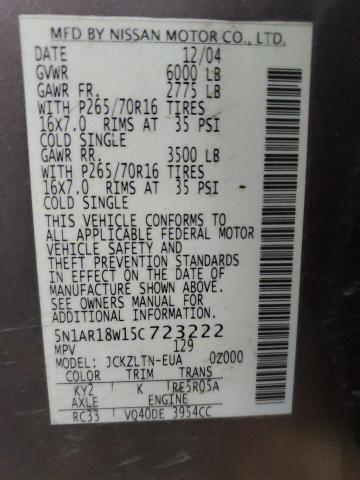 5N1AR18W15C723222 - 2005 NISSAN PATHFINDER LE 棕色 照片 13