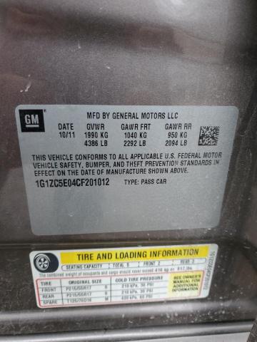 1G1ZC5E04CF201012 - 2012 CHEVROLET MALIBU 1LT BROWN photo 12