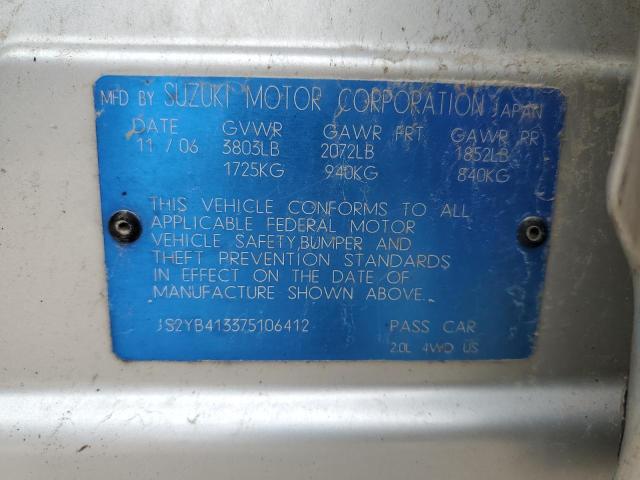JS2YB413375106412 - 2007 SUZUKI SX4 SILVER photo 12