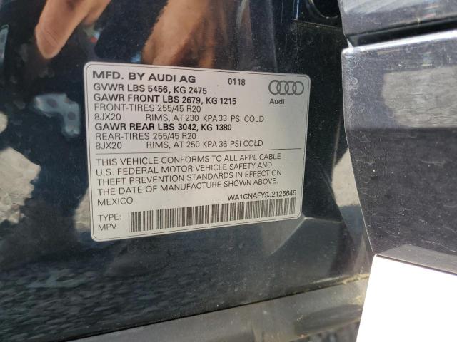 WA1CNAFY9J2125645 - 2018 AUDI Q5 PRESTIGE BLACK photo 12