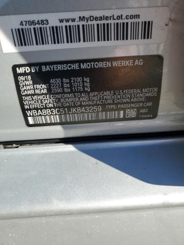 WBA8B3C51JK843259 - 2018 BMW 340 I SILVER photo 12