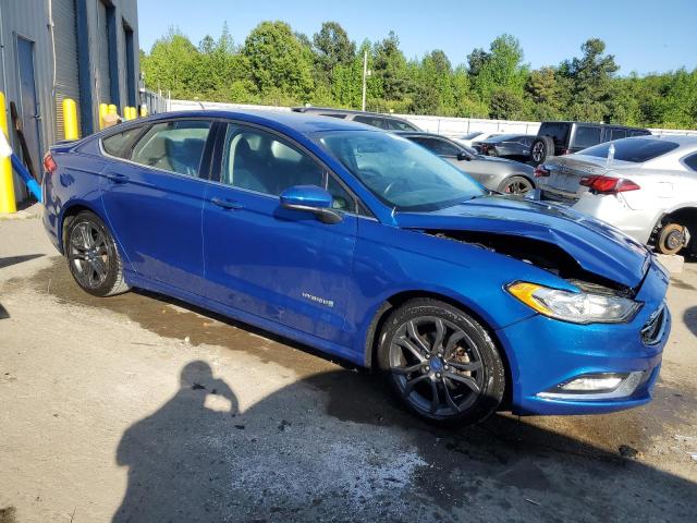 3FA6P0LU5JR124454 - 2018 FORD FUSION SE HYBRID BLUE photo 4