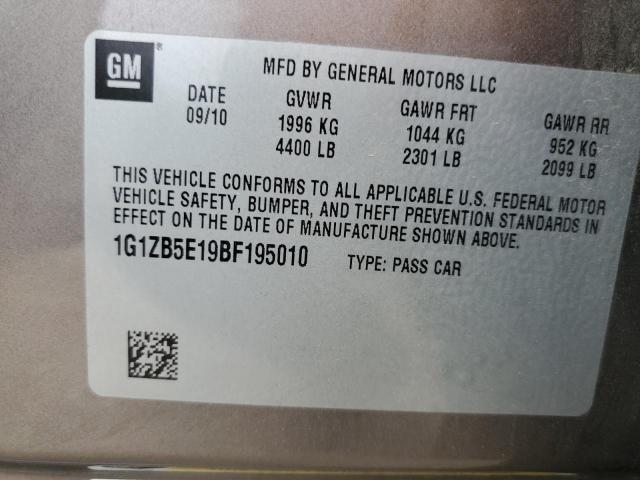 1G1ZB5E19BF195010 - 2011 CHEVROLET MALIBU LS GRAY photo 13