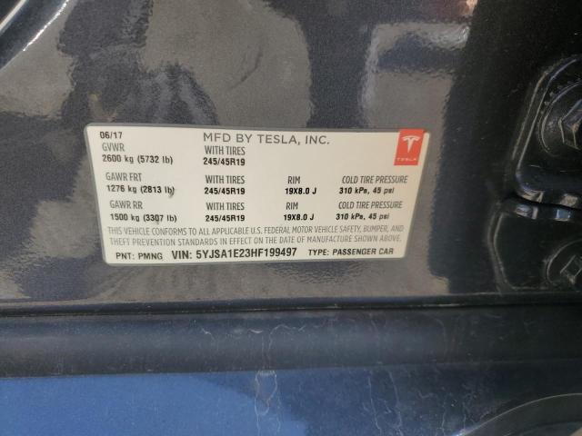 5YJSA1E23HF199497 - 2017 TESLA MODEL S GRAY photo 13
