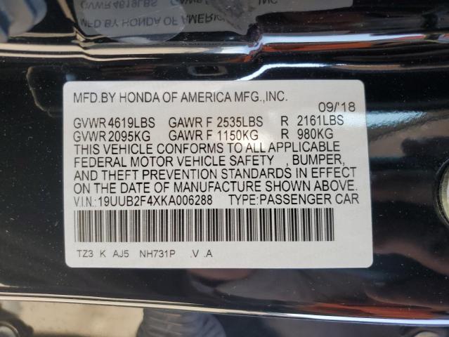 19UUB2F4XKA006288 - 2019 ACURA TLX TECHNOLOGY 黑色 照片 12