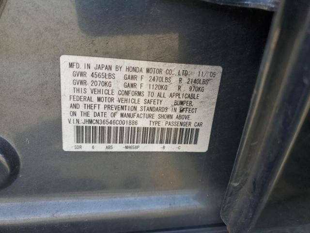 JHMCN36546C001886 - 2006 HONDA ACCORD HYBRID CHARCOAL photo 12