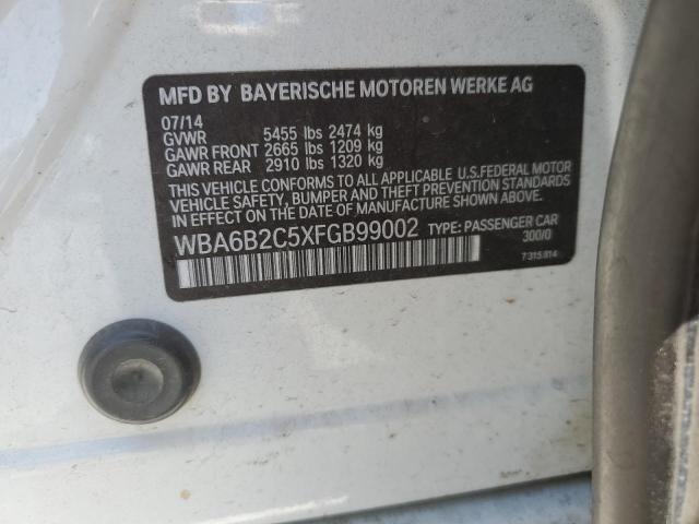 WBA6B2C5XFGB99002 - 2015 BMW 650 I GRAN COUPE WHITE photo 12