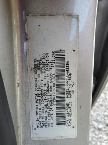 JT2BK12U530071376 - 2003 TOYOTA PRIUS SILVER photo 12