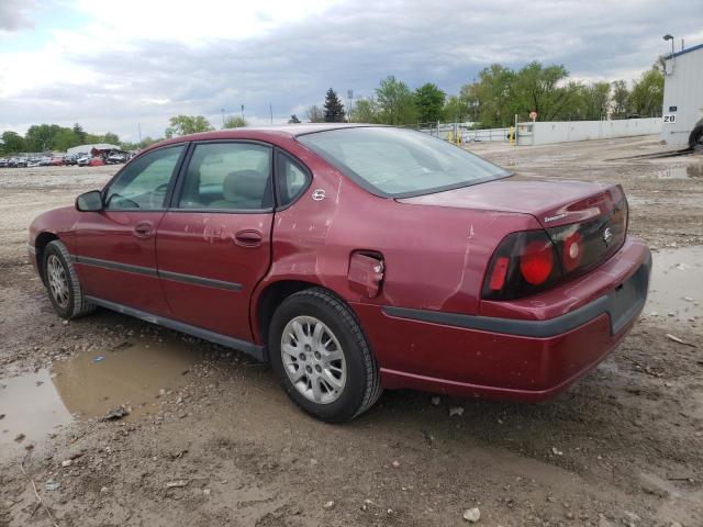 2G1WF52E959251331 - 2005 CHEVROLET IMPALA RED photo 2