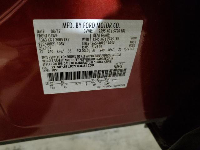 2LMPJ8LR7HBL51230 - 2017 LINCOLN MKX RESERVE Բորդո լուսանկար 13