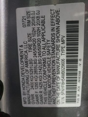 5FNYF8H54MB029606 - 2021 HONDA PASSPORT EXL ვერცხლისფერი ფოტო 13