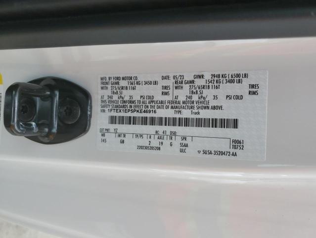 1FTEX1EP5PKE46916 - 2023 FORD F150 SUPER CAB WHITE photo 12