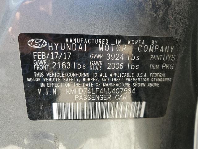 KMHD74LF4HU407534 - 2017 HYUNDAI ELANTRA SE GRAY photo 12