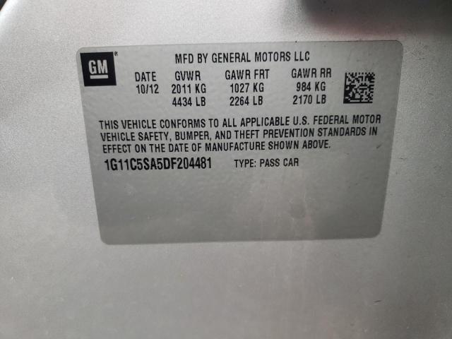 1G11C5SA5DF204481 - 2013 CHEVROLET MALIBU 1LT SILVER photo 12