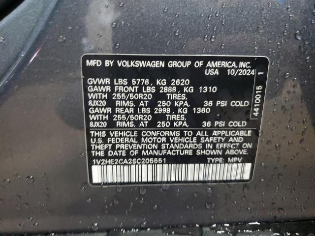 1V2HE2CA2SC205551 - 2025 VOLKSWAGEN ATLAS CROS SE GRAY photo 12