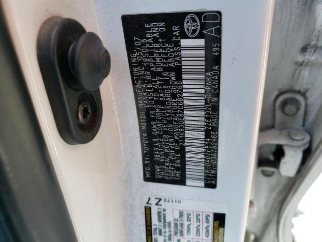 2T1KR30E87C682766 - 2007 TOYOTA COROLLA MA XR WHITE photo 12
