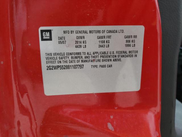 2G2WP552881107797 - 2008 PONTIAC GRAND PRIX 红色 照片 12