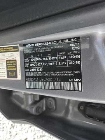 4JGDA5HB2CA001713 - 2012 MERCEDES-BENZ ML 350 4MATIC SILVER photo 13