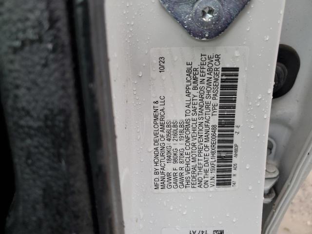 19XFL1H8XRE006488 - 2024 HONDA CIVIC SPORT TOURING WHITE photo 12