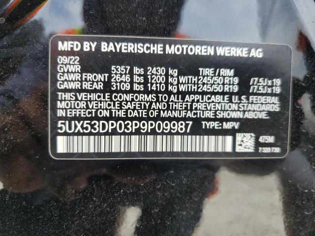 5UX53DP03P9P09987 - 2023 BMW X3 XDRIVE30I BLACK photo 13