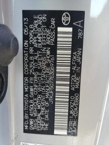 JTKJF5C77E3069761 - 2014 TOYOTA SCION TC 银色 照片 12