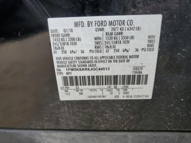 1FM5K8AR8JGC44513 - 2018 FORD EXPLORER POLICE INTERCEPTOR BLACK photo 13