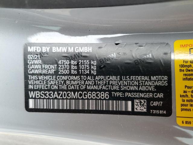 WBS33AZ03MCG68386 - 2021 BMW M4 COMPETITION GRAY photo 13