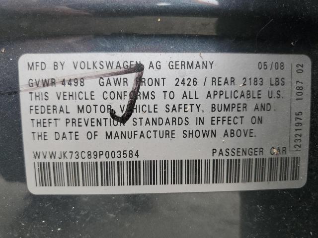 WVWJK73C89P003584 - 2009 VOLKSWAGEN PASSAT TURBO GRAY photo 12