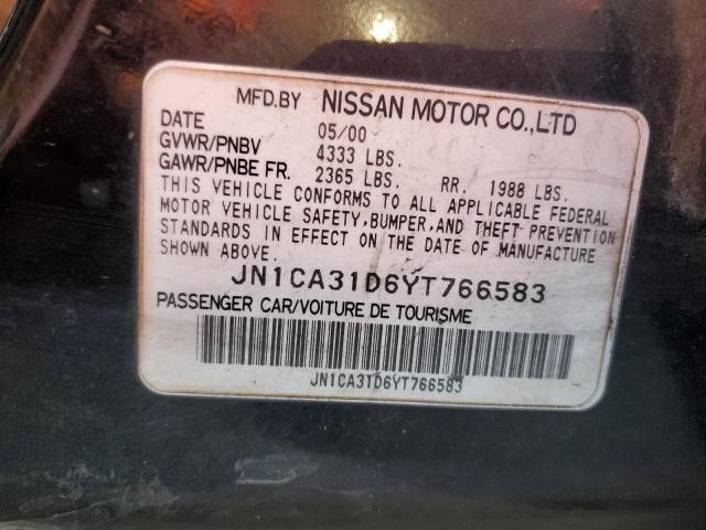 JN1CA31D6YT766583 - 2000 NISSAN MAXIMA GLE BLACK photo 12