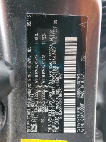 5TDJKRFH2FS164761 - 2015 TOYOTA HIGHLANDER XLE 灰色 照片 14