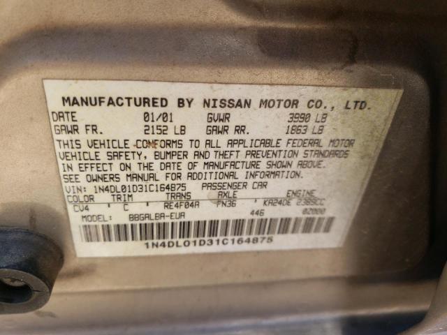 1N4DL01D31C164875 - 2001 NISSAN ALTIMA XE SILVER photo 12