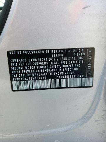 3VW2K7AJ1EM257785 - 2014 VOLKSWAGEN JETTA BASE 银色 照片 12