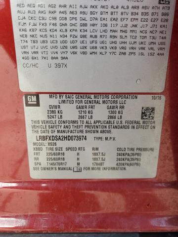 LRBFXDSA2HD073974 - 2017 BUICK ENVISION ESSENCE RED photo 13
