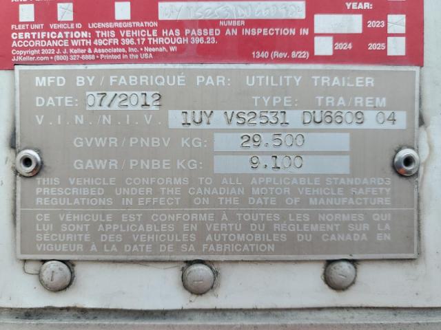 1UYVS2531DU660904 - 2013 UTILITY TRAILER WHITE photo 10