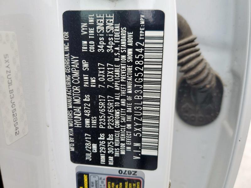 5XYZU3LB3JG528542 - 2018 HYUNDAI SANTA FE S Ақ фото 13