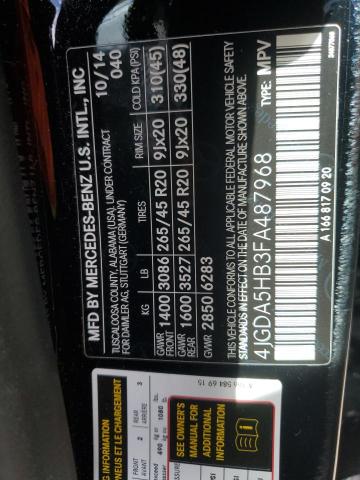 4JGDA5HB3FA487968 - 2015 MERCEDES-BENZ ML 350 4MATIC BLACK photo 13