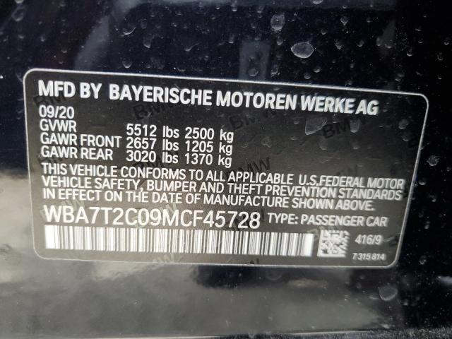 WBA7T2C09MCF45728 - 2021 BMW 740 I BLUE photo 13