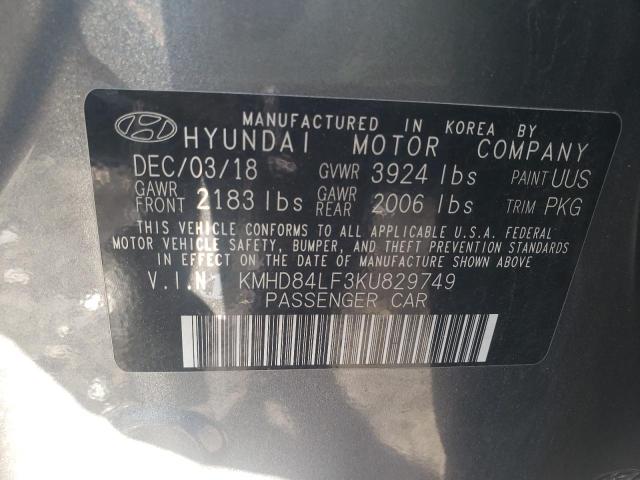 KMHD84LF3KU829749 - 2019 HYUNDAI ELANTRA SEL SILVER photo 13