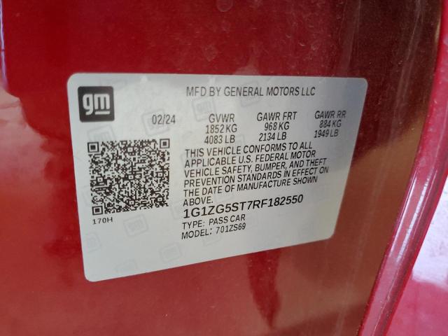 1G1ZG5ST7RF182550 - 2024 CHEVROLET MALIBU RS MAROON photo 12