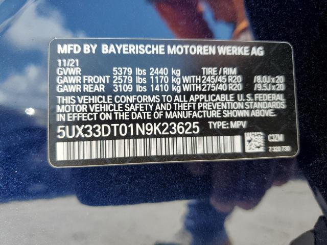 5UX33DT01N9K23625 - 2022 BMW X4 XDRIVE30I BLUE photo 13