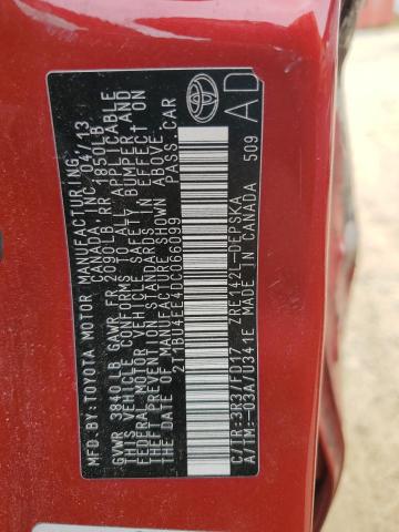 2T1BU4EE4DC066099 - 2013 TOYOTA COROLLA BASE RED photo 12