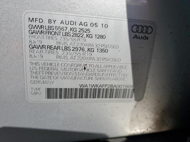 WA1WKAFP2BA001608 - 2011 AUDI Q5 PRESTIGE SILVER photo 14