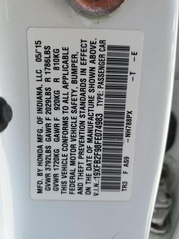 19XFB2F98FE074983 - 2015 HONDA CIVIC EXL WHITE photo 12