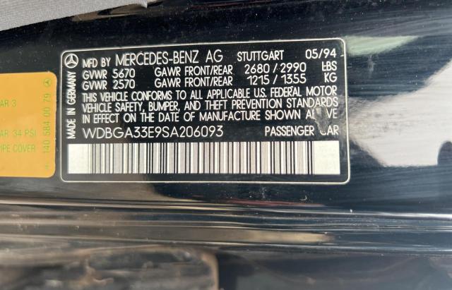 WDBGA33E9SA206093 - 1995 MERCEDES-BENZ S 320 BLACK photo 10